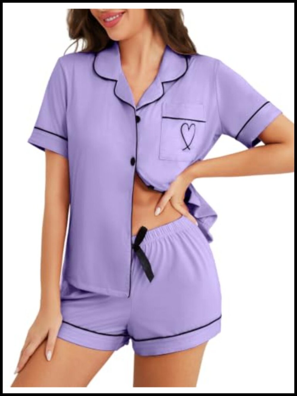 Women's Pajama Shorts Set 2 Piece Button Down Lounge Set Sleepwear